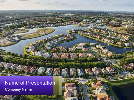 Stunning Bird's Eye View Of Beautiful Suburban Homes In South Florida Google Slides Theme