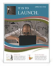 Working On New Projects: A Businessman Utilizing A Laptop. Flyer Template