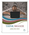 Working On New Projects: A Businessman Utilizing A Laptop. Poster Template