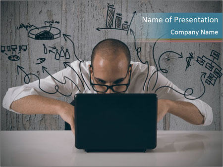 Working On New Projects: A Businessman Utilizing A Laptop. Google Slides Theme