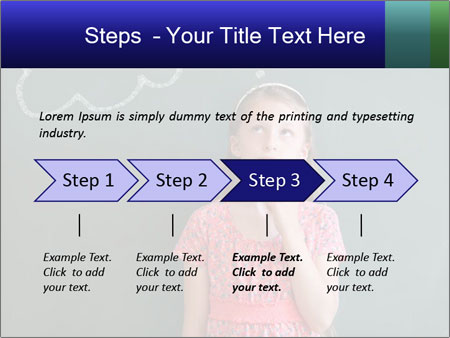 Young Female Student Lost In Thought In Front Of Chalkboard With Thinking Bubble Google Slides Theme - Slide 4