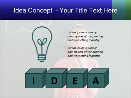 Young Female Student Lost In Thought In Front Of Chalkboard With Thinking Bubble Google Slides Theme - Slide 80