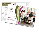 A group of people sitting around a table talking Postcard Template