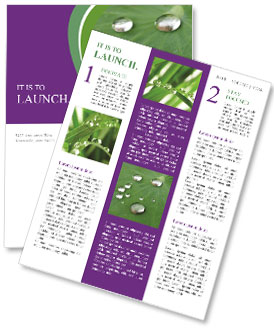 Green Leaf With Water Droplets: A Refreshing And Natural Sight Newsletter Template