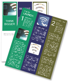 Exploring Internet Technology And Networking: Businessman Using Tablet With Wifi Virtual Screen Newsletter Template