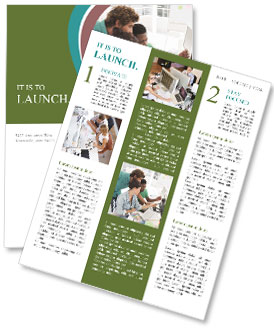 Office Artists Working On Computers In Side View Perspective Newsletter Template