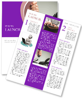 Office Phone Communication Concept For Businessmen - Customer Service And Contact Us Support On Landline Telephone. Newsletter Template