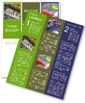 Selective Focus On Large Network Hub And Internet Cables In Connected Network Newsletter Template