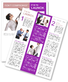 Isolated White Background: Woman Pulls Tall Man By Necktie Newsletter Template