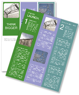 Secured Prison: Enclosed By High Walls And Barbed Iron Wire Newsletter Template