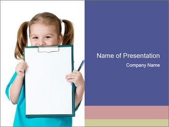 Cute Child In Doctor Costume Holding Blank Clipboard For Pretend Play PowerPoint Template