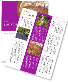 Fly Fishing: Man Catches Cutthroat Trout In Clear Stream Newsletter Template