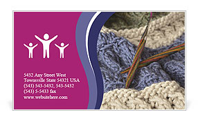 Displaying Stitches On A Handmade Wool Blanket Using Circular Needles Business Card Template