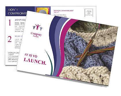 Displaying Stitches On A Handmade Wool Blanket Using Circular Needles Postcard Template