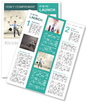 Urban scen med ung affärsman jonglerar affärsobjekt för framgång Nyhetssändning