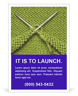 Knitting Supplies: Spokes, Wool Yarn, And Techniques Ad Template