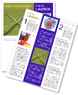 Knitting Supplies: Spokes, Wool Yarn, And Techniques Newsletter Template