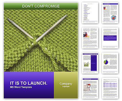 Knitting Supplies: Spokes, Wool Yarn, And Techniques Word Template
