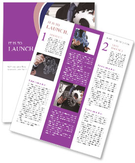Concept Of Success: Businessman Displaying Gear. Newsletter Template